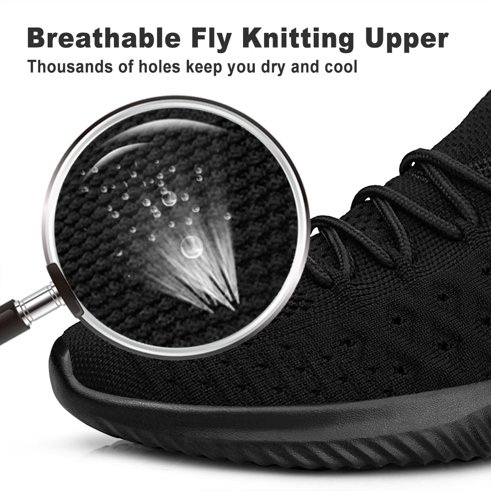 FEETHIT Mens Non-slip Walking Sneakers Shoes Black