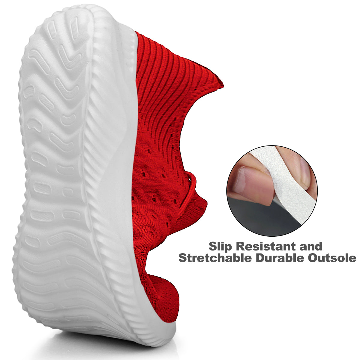 FEETHIT Womens Non-slip Walking Sneaker Red