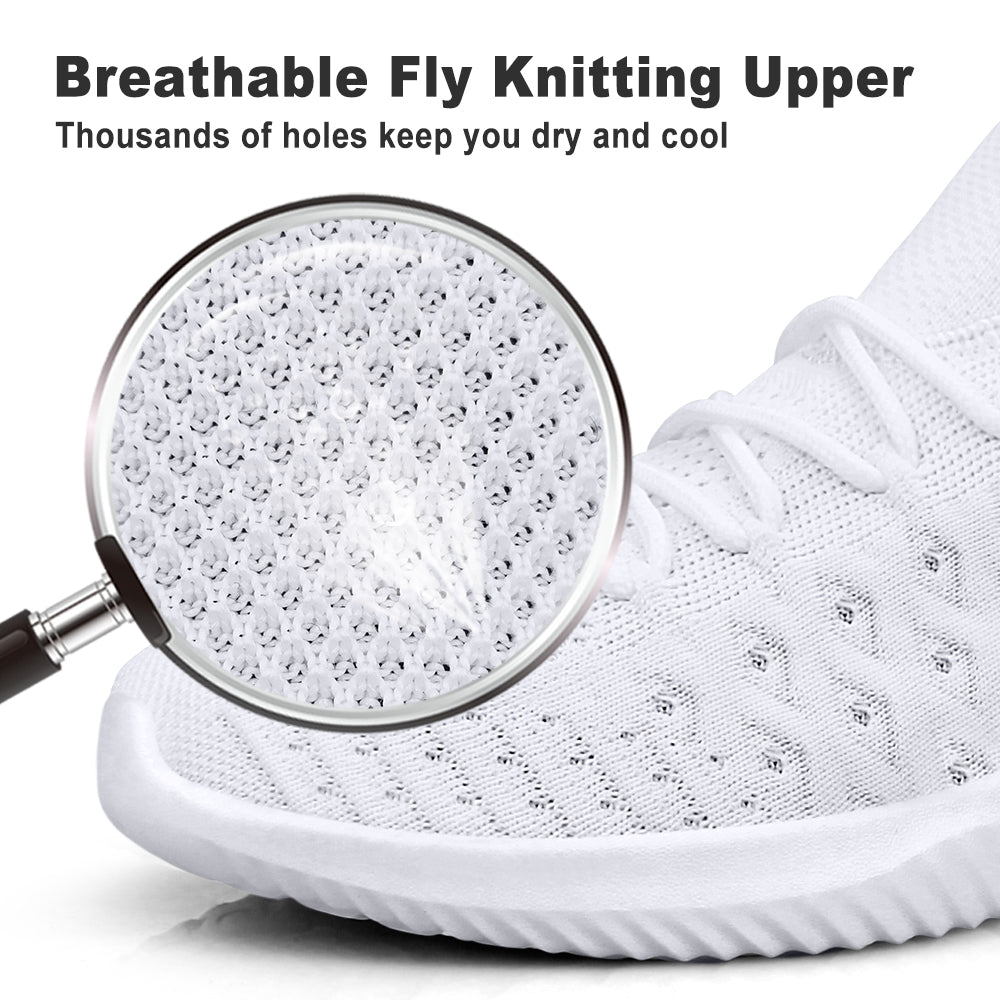 FEETHIT Mens Non-slip Walking Sneaker White