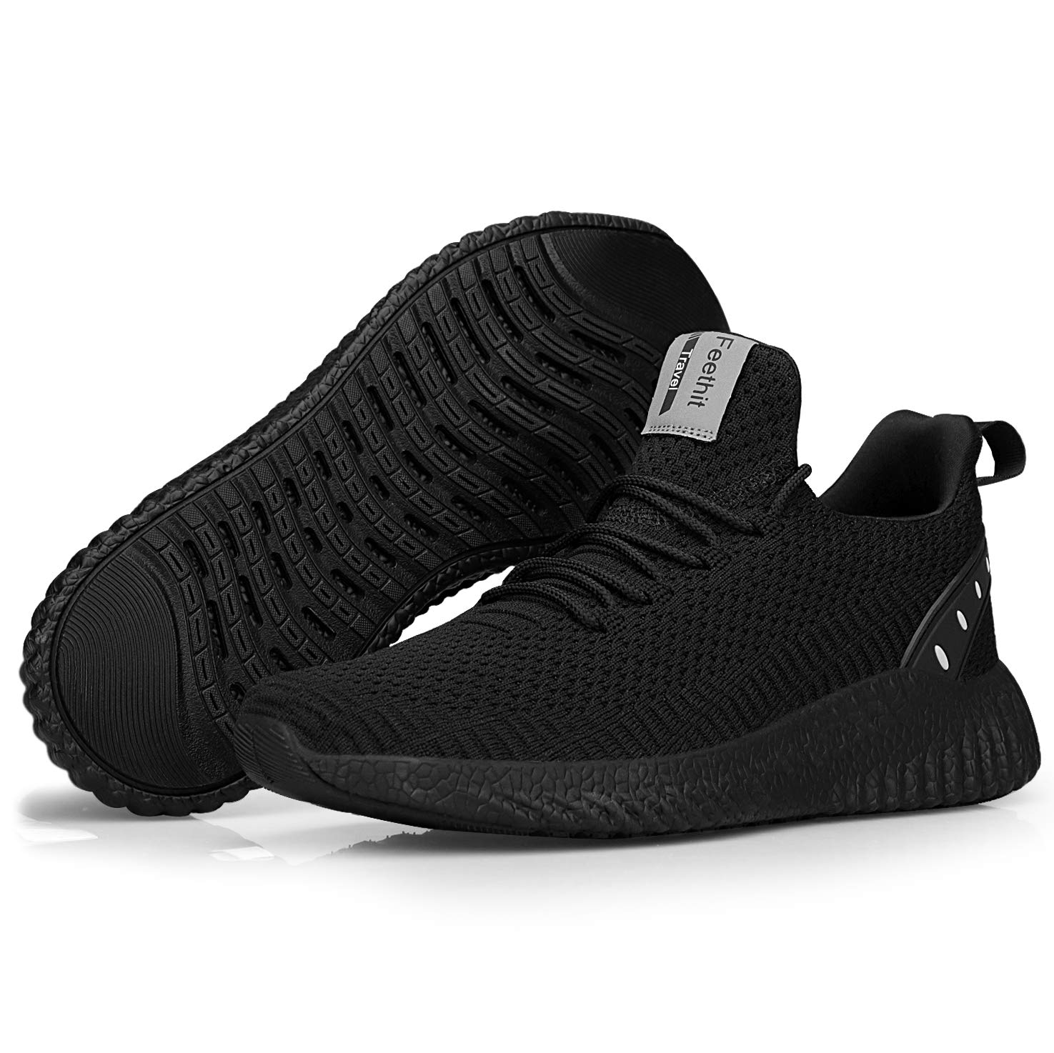 FEETHIT Mens Breathable Mesh Walking Sneaker Black – FEETHIT Running ...